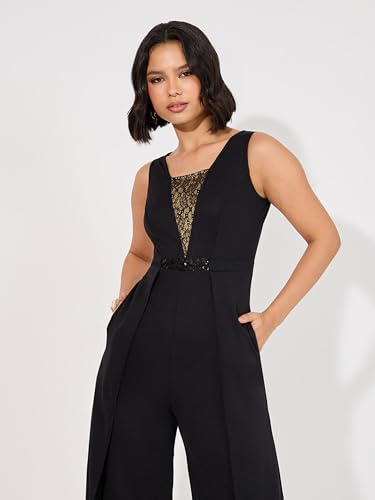 Image of Miss Chase Women's Self Design Cut-Out Georgette Jumpsuit