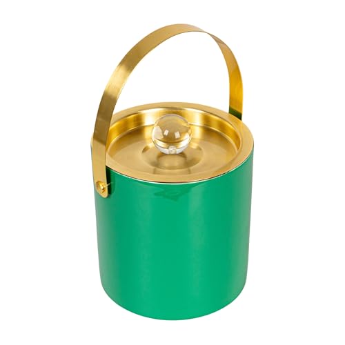 Creative Co-Op 1.5-Quart Enameled Stainless Steel Ice Bucket with Lid, Turquoise
