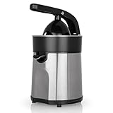 Exprimidor INOX. Potencia 85W. Motor AC. Encendido automático al detectar presión. Incluye dos conos. Cuerpo, filtro y vertedor de acero inoxidable.