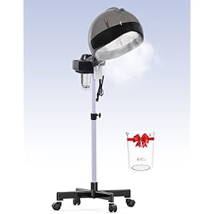 Standing Hair Steamer for Nature Black Hair, Hooded Heating Steam Cap for Deep Conditioning w/Adjustable Height and Angle, Hot Mist for Hydration and Color Processor, Home Salon Use