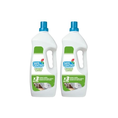 SANI CENTRO Limpiador Clorado Desinfectante con Lejía para Cocinas y Baños, Pack 2 Unidades, 2 x 2 L