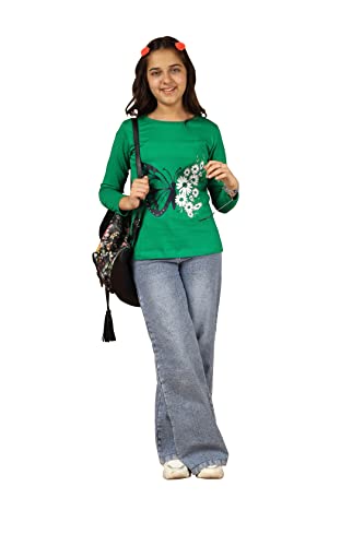 Image of KYDA KIDS 100% Cotton Girls Full Sleeve Printed T-Shirt,Regular fit Round Neck Tops (Pack of 3)
