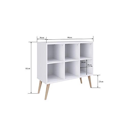 ESTANTE RETRÔ 06 NICHOS PÉS PALITO BRANCO