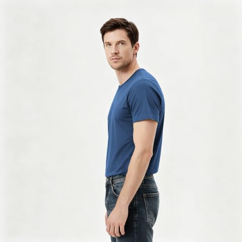 Image of ORJ 2 Pack Men t Shirts Crew Neck Short Sleeve Men's Undershirt Plain Polyester tee Bulk Stretch Soft Tees