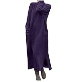Robes d'hiver pour femmes à manches longues | Robe sweat-shirt avec poches – Robe chandail épaisse en velours côtelé chaude – Robe pull en laine ample – Robe moulante élégante et tendance