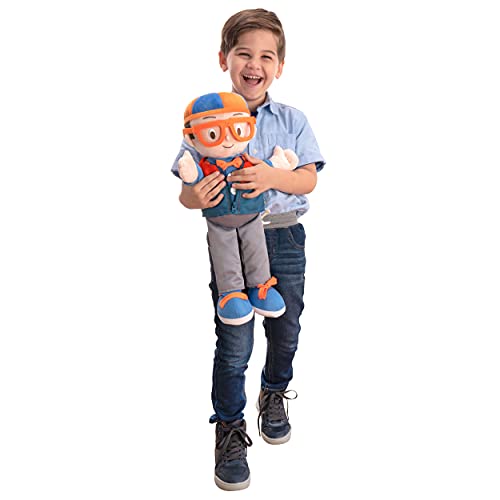 Blippi Get Ready&Play Plush-20-Inch Dress Up Plush With Sounds,Teaches Children To Tie Shoes,Button Shirts,Snap Suspenders,Zip Vest-Jacket,Roll Sleeves&Socks&More -