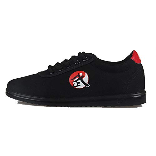 MENG Taekwondo Schuhe, Atmungsaktiv Kampfsport Turnschuhe, Sport Boxen Kung Fu Taichi Leichte Schuhe for Erwachsene und Kinder (Color : Black, Size : 34)