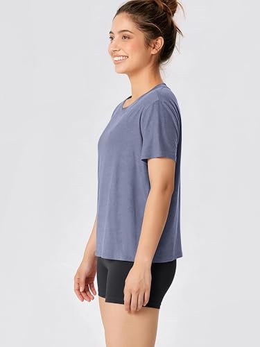 Image of ODODOS Women's Performance Cropped Tee Ultra Soft odSTRATUM Tech Short Sleeve Relaxed Top Crew Neck T-Shirts