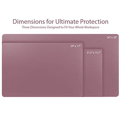 Leather Desk Pad 36" x 20", Vine Creations Office Desk Mat Waterproof Purple/Pink, Smooth PU Leather Large Mouse Pad and Writing Surface, Top of Desks Protector, Wide Dual-Sided Blotter Decor