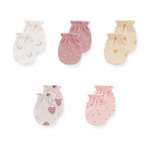 Image of JELYLOVE 5 Pack Unisex New Born Boy Girls Anti Scratch Mittens Cotton Soft Baby Gloves 0-3 Months Infant Essentials