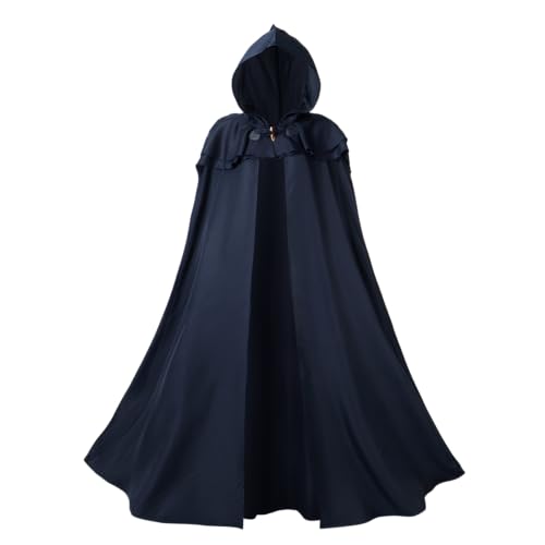 Regenboog Capa renacentista con capucha para mujeres y hombres, capa medieval para adultos, capa vikinga con collar de espada vikinga, Azul, 67inch/170cm
