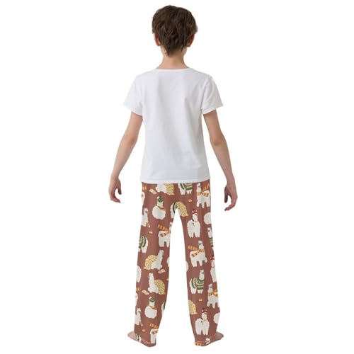 ZZXXB Funny Llama Boys Long Pants Soft Trousers Elastic Waist Kids Lounge Bottoms with Pockets S-XL3