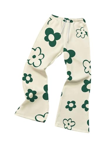 Men's Y2K Floral Graphic Sweatpants Straight Leg Drawstring Waist Pants Trousers Streetwear