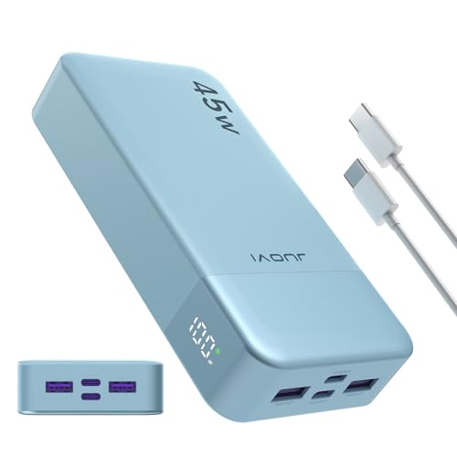 JUOVI Batterie Externe Charge Rapide, Batterie Externe 45w, Power Bank 20000mah, USB C Charger, PD et QC Charge 4-Ports, avec Affichage LED pour Samsung iPhone...