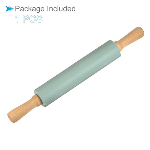 CoCud Silicone Rolling Pins, 17" Length, Silicone & Oak Non-Stick Ergonomic Wooden Handle Fondant Dough Roller Dark Green - (Applications: for Baking DIY Projects) - Image 5