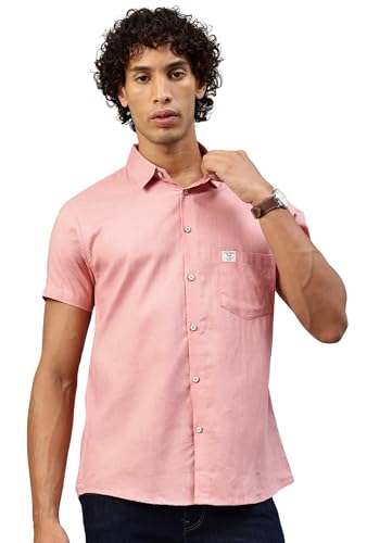 Image of Majestic Man Men Slim Fit Pure Cotton Solid Half Sleeve Casual Shirt