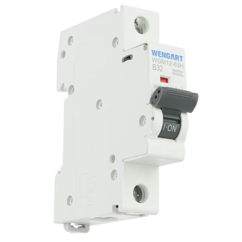 Wengart Disjoncteur miniature domestique WGM12-63H, AC230 V 32 A 1P 10 kA B-Char, protection contre les surcharges et les courts-circuits, convient aux circuits électriques domestiques et aux systèmes