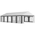 Outsunny 20' x 33' Heavy Duty Party Tent & Carport with Removable Sidewalls and Double Doors, Large Canopy Tent, Sun Shade Shelter, for Parties, Wedding, Outdoor Events, BBQ, White and Gray