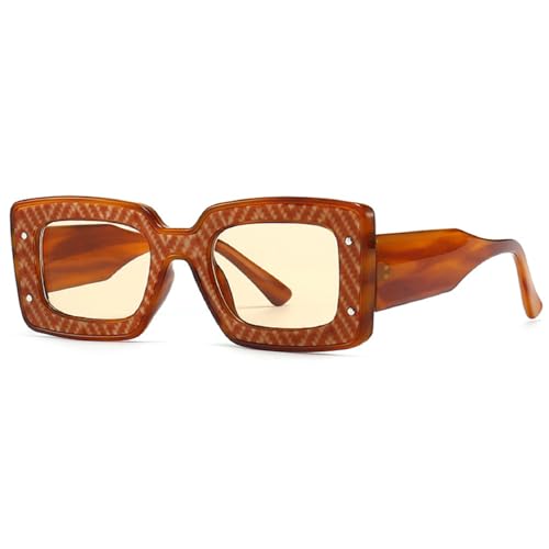 Image of Fashion Square Sunglasses For Women Men Rivet Decoration Luxury Ladies Sun Glasses UV400 Shades Lady Leopard Eyewear