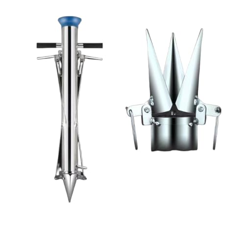 BtcFuステンレス製の苗移植機、苗、野菜、播種を植えるための肥厚農業手動多機能苗移植機 (3つの開口部,ダブルハンドル苗植え機キック)