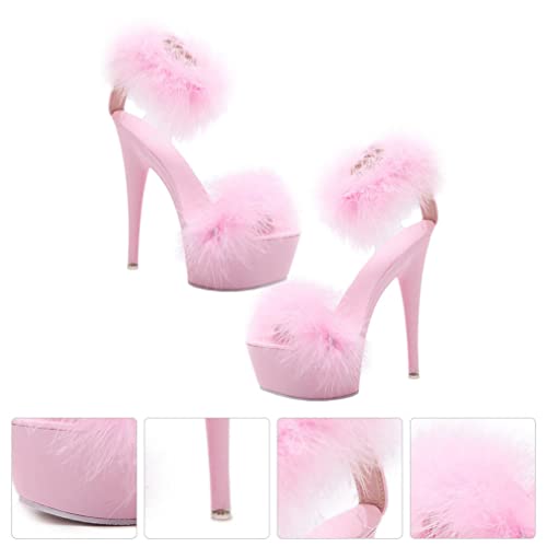 LIFKOME 1pair Super High Heel Fur Shoes High-Heel Boots Women's Household Sole: Rubber2