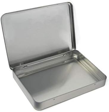 Tin Container, Large (7.25" x 5.25" x 1") by Crafftin - Hinged, Metal Rectangular tins for Crafts, Survival Supplies, Kitchen Storage, and General Organization (10 Pack)