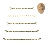 6ixGosh 5PCS Nose Chain Surgical Steel Across Top Nose Piercing Jewelry Nostril Chain for Women Men Double Nose Piercing Nostril Bridge Jewelry, Black, Gold, Silver,11
