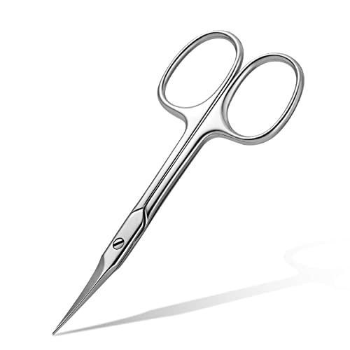 FVION Curved Cuticle Scissors Extra Fine for Women Men and Professionals