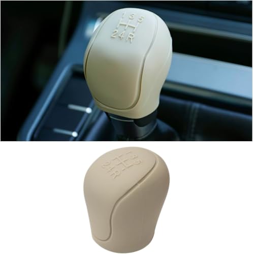 Image of AutoBizarre Car Interior Decoration Anti-Slip Scratch-Resistant 5 Speed Gear Shift Knob Rubber Silicone Cover for All Cars, Vans & Trucks (Beige)
