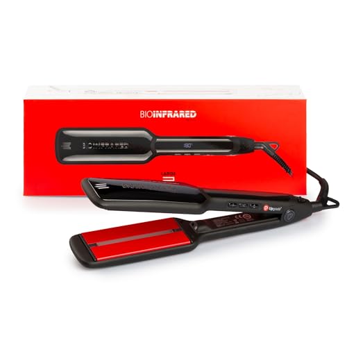 Upgrade - Piastra per Capelli Professionale Bio Infrared, Large 2,Con Elegante Design Nero,Piattini Extra Large, Per Tutte le Tipologie di Capello