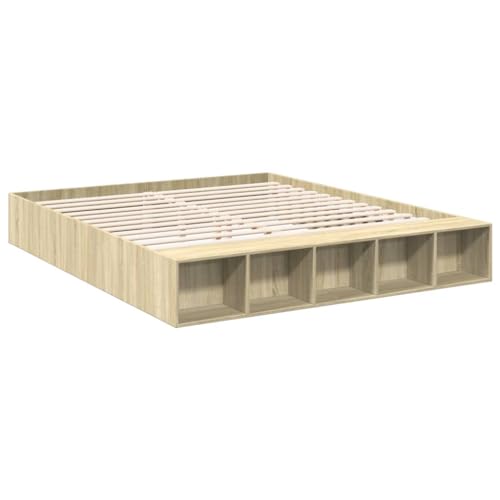 vidaXL Bettgestell, Bett mit Stauraum für Schlafzimmer, Bettrahmen mit Lattenrost, Schlafzimmerbett Doppelbett, Sonoma-Eiche 180x200cm Holzwerkstoff