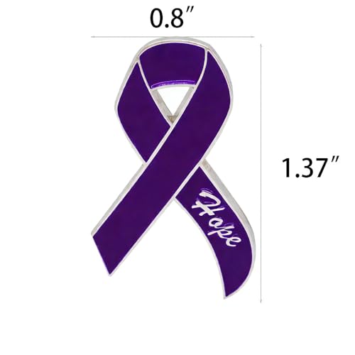 Image of Purple Ribbon Hope Awareness Pin, 0.8x1.37 Inch Hard Enamel Lapel Pin for Pancreatic Cancer, Domestic Violence, Alzheimer's & Lupus Support, Inspirational Hope Ribbon Badge for Survivors & Advocates