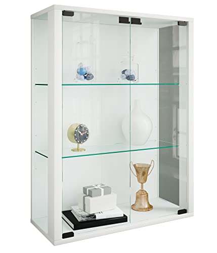VCM Wandvitrine Sammelvitrine Glasvitrine Wand Vitrine Regal Schrank Glas...
