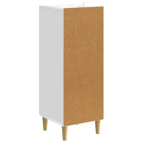 Pieds en eucalyptus stables pour cette commode à tiroirs blanc brillant - 7