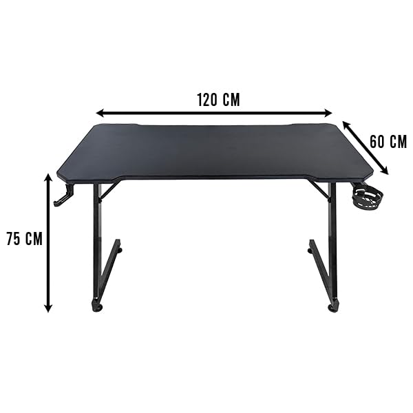 Subsonic - Bureau Gaming Ergonomique Finition Carbone - Bureau Gamer pour PC Gaming 120x60 cm Recouvert d'un Tapis de Souris sur Toute la Surface - Noir – Image 3