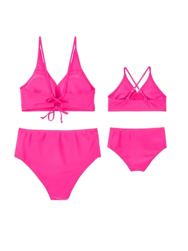 IFFEI Mommy and Me Swimsuits V Neck High Waisted Bikini Sets for Women and Girls Two Piece Bathing Suit Swimwear Beachwear2