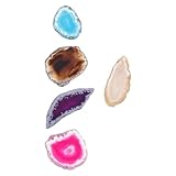 OFFIGAM 5 Piezas de Rodajas de Ágata Agujero para Decoración DIY de Joyería, Estilo Elegante y Material Natural Adecuado para Collares y Festivales