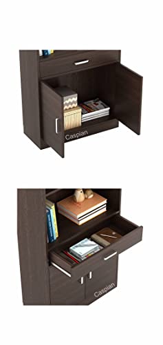 Image of CASPIAN Wooden Cabinet (Rainforest Dark) | Multipurpose Engineered Wood Pre-Assembled Furniture | for Home, Living Room, Kitchen, Indoor, Outdoor Use | Open Book Shelf with 7 Compartments
