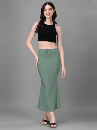 Image of Women's Saree Shapewear Petticoat, Cotton Blend Stretchable Mermaid Skirt, High Waist Tummy Control, Smooth Curve Fit with Adjustable Drawstring