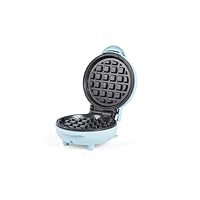 Giles & Posner Mini Waffle Maker – PFAS-Free Non-Stick Waffle Iron Machine, Belgian & American Style Waffles, Sweet/Savoury Snacks Desserts, Compact, 11.5 cm Round Cooking Plate, Matt Blue