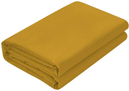 Image of Queen Size Bed Sheet - 600 Thread Count Single Flat Sheet Only - Long Staple Egyptian Cotton Top Sheet Wrinkle & Fade Resistant - Gold
