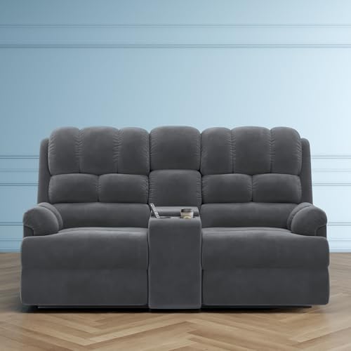 The Sleep Company Luxe 2-Seater Motorised Recliner | Patented SmartGRID Technology | 2-Seater Recliner Sofa | Cupholders & 25L Storage | Unique Lumbar Design | USB Charging | Grey