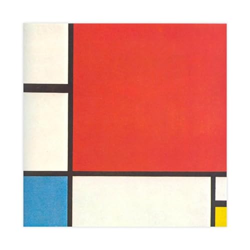 Toile Piet Mondrian rouge bleu jaune sans cadre 41x41 cm pour deco salon
