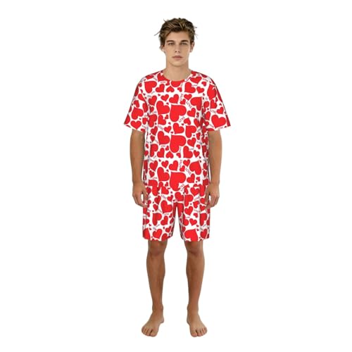 Pijama de dos piezas para hombre que evita el calor nocturno con pantalón corto y bolsillos