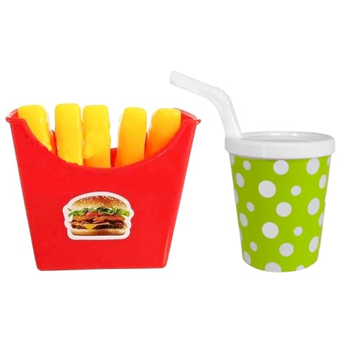 Kit Lanchonete Fast Food 2 Combos de X-Burguer Batata Refri Comidinha de Brinquedo