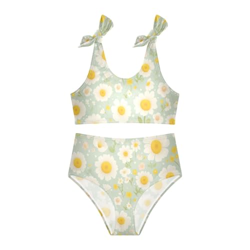 KLL Polka Dots and Tender Chamomile Flowers Cartoon Girls 2 Piece Bikini Set Quick-Dry Swimsuits Swimwear Adjustable3