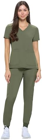Natural Uniforms Womens Essential Cool Stretch Jogger Scrub Set with Regular and Petite Sizes