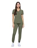 Natural Uniforms Womens Essential Cool Stretch Jogger Scrub Set (Olive, Small)