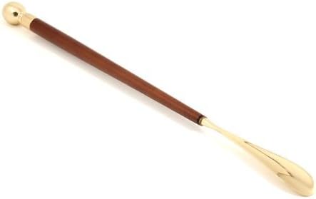 Bey-Berk BB638 Madera de teca con detalles de latón cuerno de zapato y esponja de pulido, gris