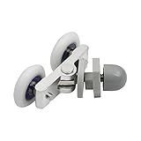 Bettomshin Roller Pulley 25mm Dia Plastic Aluminum for Two Wheels Sliding Door Hoisting Ring Crane Industrial Equipments Door Window Home Machines Silver Tone 1Pcs